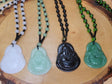 Resin Buddha Necklace: Om Mani Padme Hum Beaded Buddhist Jewelry