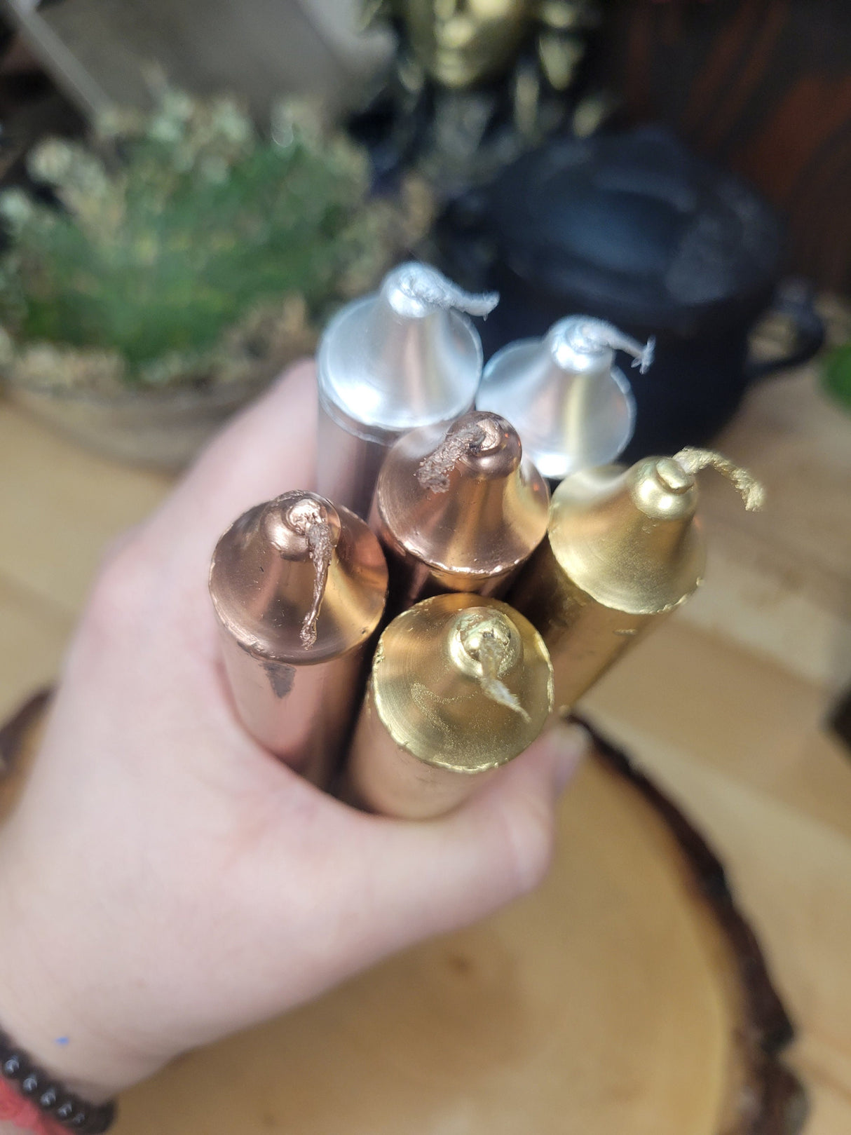 Metallic Taper Candle Set: Gold, Silver, Copper - 6 Inches