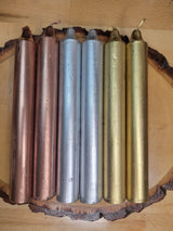 Metallic Taper Candle Set: Gold, Silver, Copper - 6 Inches