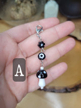 Mushroom Evil Eye Pendants and Brass Lobster Claw Clasps Nature Pendants Evil Eye Pendants