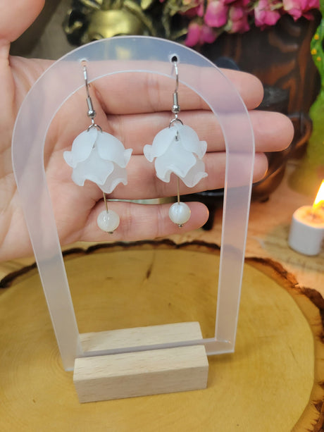 Flower Petal Dangle Earrings: Gemstone Crystal Earrings