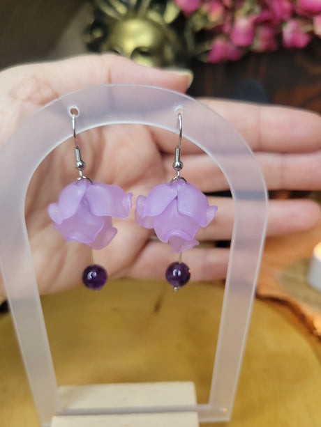 Flower Petal Dangle Earrings: Gemstone Crystal Earrings