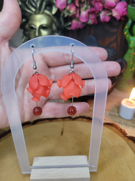 Flower Petal Dangle Earrings: Gemstone Crystal Earrings