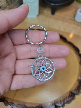 Evil Eye Flower Keychain: Multicolor Lampwork Bead Protection