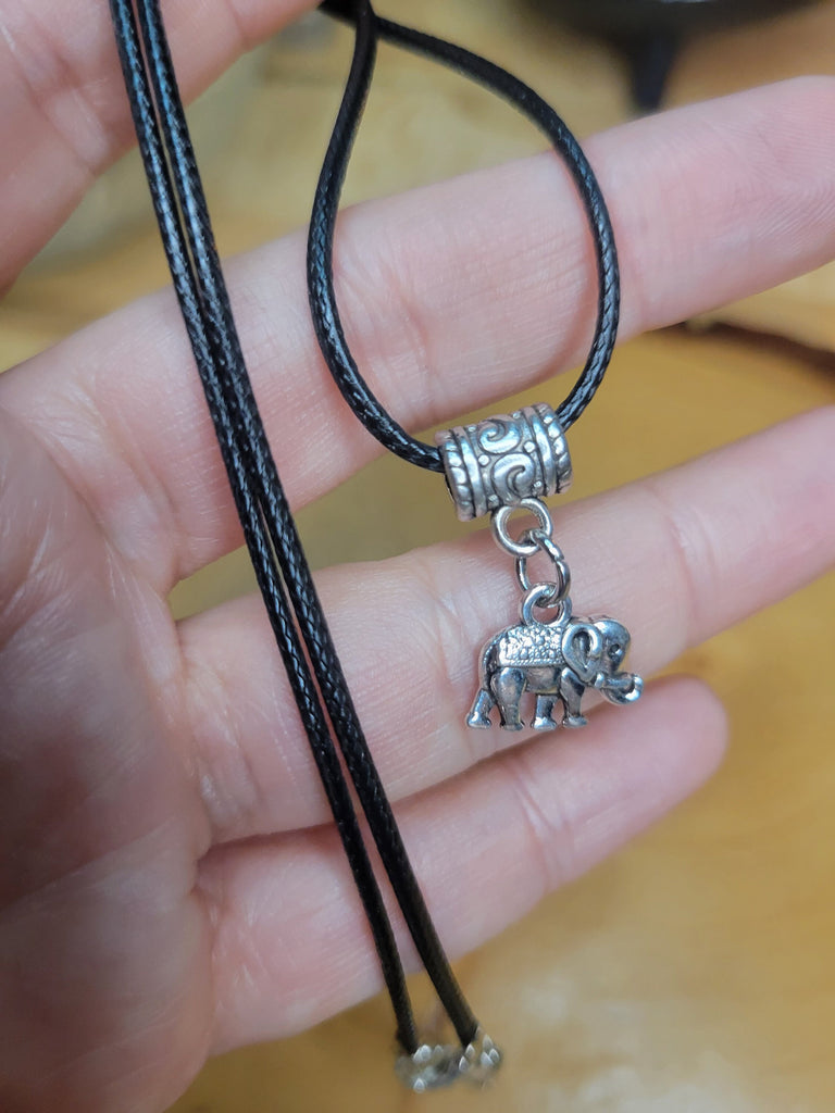 Elephant Pendant with cord, Elephant Lover Pendant, Elephant Jewelry, Elephant Necklace