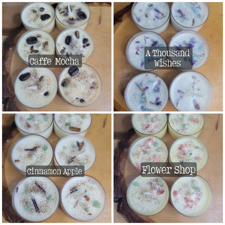 Soy Wax Tealight Candles: Crystal & Herb Scented, Pack of 6