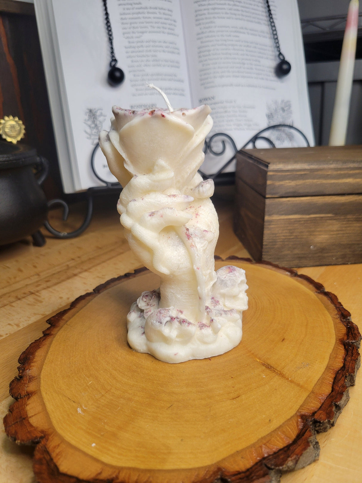 Hand-Shaped Palm Wax Candle: Rose Petal Flower Candle