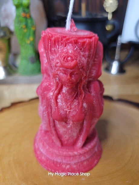 Handmade Goddess Candle: Triple Moon Palm Wax, Unscented