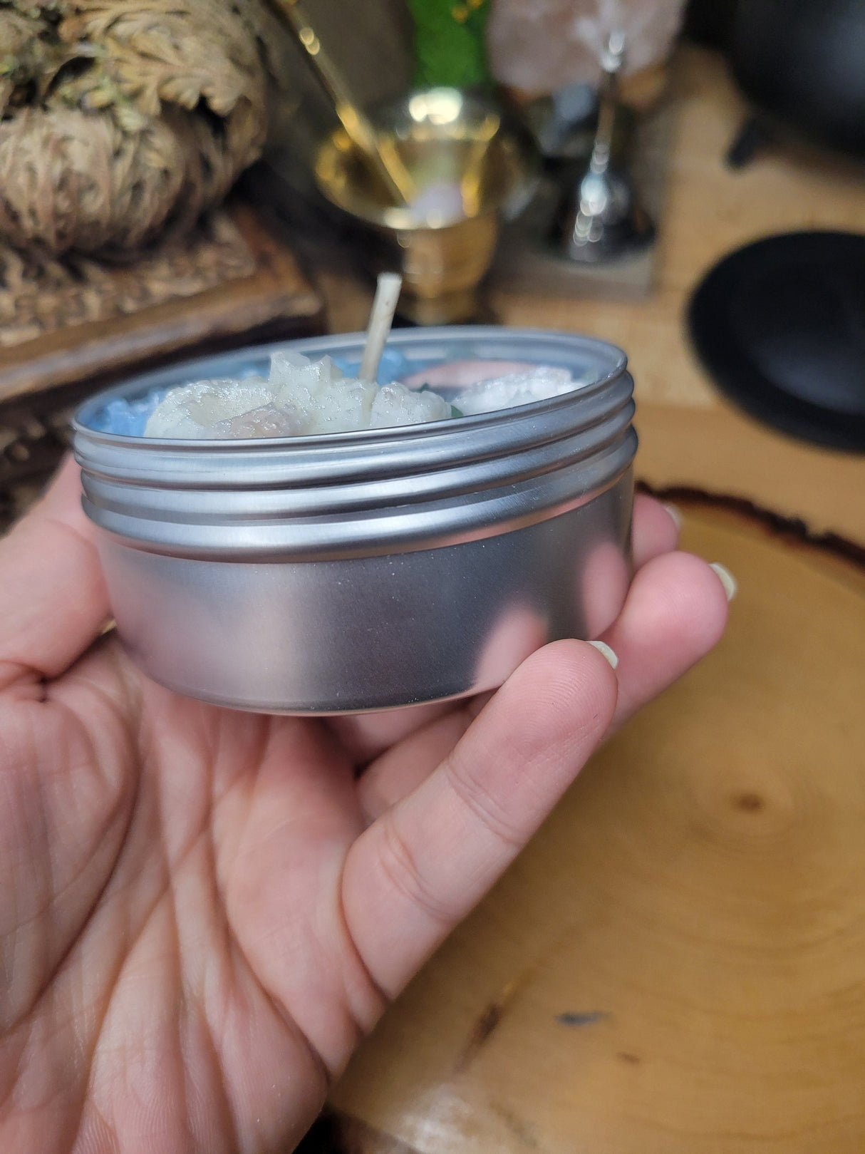 Witchy Skull Soy Candle with Black Amber Lavender - Intention Ritual Jar Candle