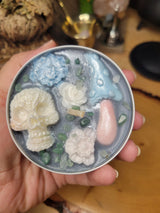 Witchy Skull Soy Candle with Black Amber Lavender - Intention Ritual Jar Candle