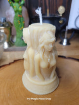 Handmade Goddess Candle: Triple Moon Palm Wax, Unscented