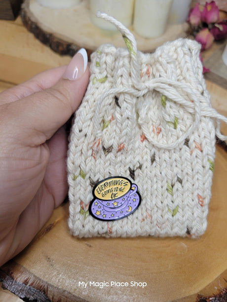 Knitted Talisman Bag Necklace: Amulet Crystal Holder