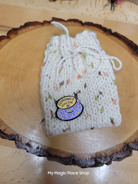 Knitted Talisman Bag Necklace: Amulet Crystal Holder