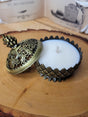 Lotus Brass Candle Burner: Scented Soy Wax Candle, Reusable Holder