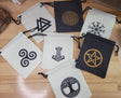 Printed Cotton Drawstring Pouch: Tree of Life, Pentacle, Celtic Symbols