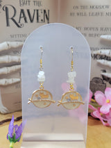 Cat Planet Crystal Drop Earrings: Witchy Charm Jewelry