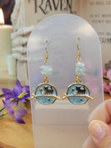 Cat Planet Crystal Drop Earrings: Witchy Charm Jewelry