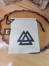 Printed Cotton Drawstring Pouch: Tree of Life, Pentacle, Celtic Symbols