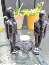 Black 3-Piece Couple & Heart Candle Set – Intentional Figurine Candles for Ritual or Decor