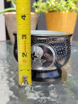 Moon Black Mortar and Pestle, Soapstone Herb Grinder Handmade Mortar