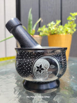 Moon Black Mortar and Pestle, Soapstone Herb Grinder Handmade Mortar