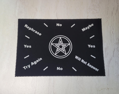 Pentagram Pendulum Mat with Celtic Border | Black Velvet Divination Tool for Wicca, Pagan, and Witchy Altar Supplies | 8x12 Inches