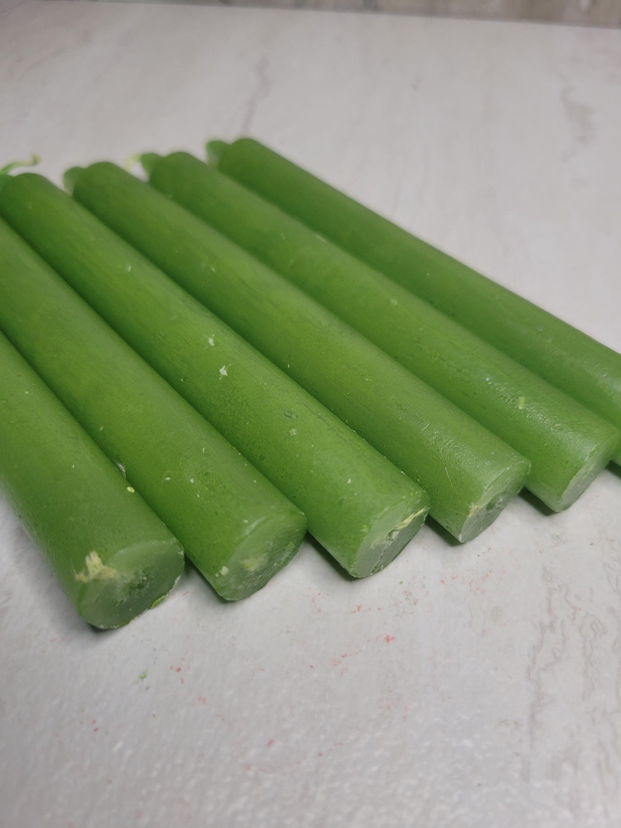 Green Taper Candles: 6-Inch Vibrant Candle Set Handmade