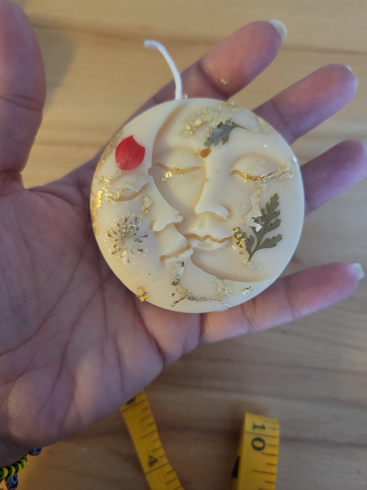 Nag Champa Soy Candle: Handmade Moon and Sun with Dried Flowers