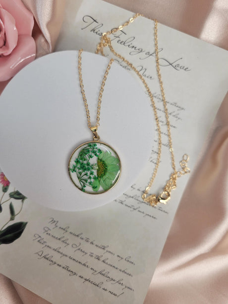 Flower Resin Necklace, Handmade Unisex Pendant, Unique Nature Gift, For Birthdays & Occasions