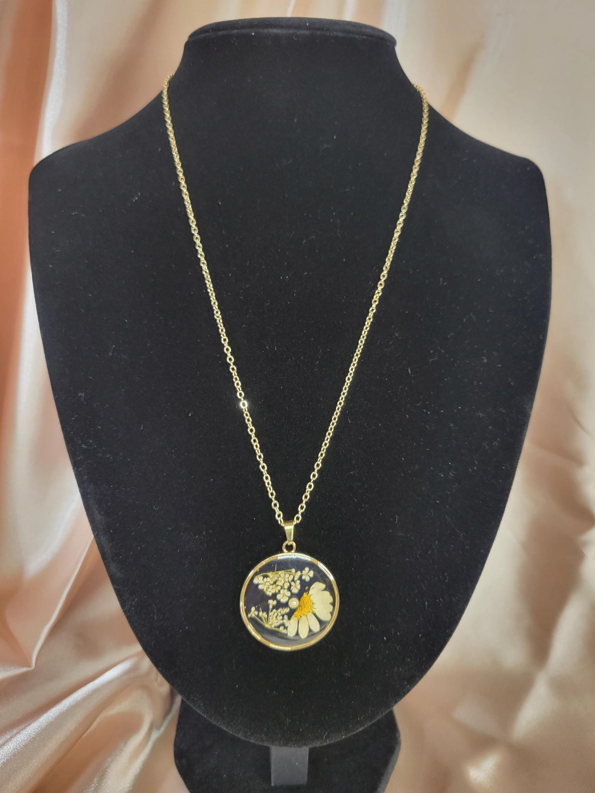 Flower Resin Necklace, Handmade Unisex Pendant, Unique Nature Gift, For Birthdays & Occasions