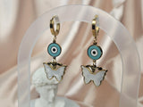Butterfly Evil Eye Gold Earrings – Handcrafted Resin & Stainless Steel ,Spiritual Gift for Women Summer Jewelry