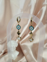 Lucky Heart Evil Eye Earrings – 14k Gold Plated Stainless Steel, Spiritual Jewelry
