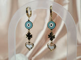 Lucky Heart Evil Eye Earrings – 14k Gold Plated Stainless Steel, Spiritual Jewelry