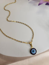 Evil Eye Necklace, Gold Tone Stainless Steel, Amulet for Protection, Unisex Jewelry, Confidence & Safety
