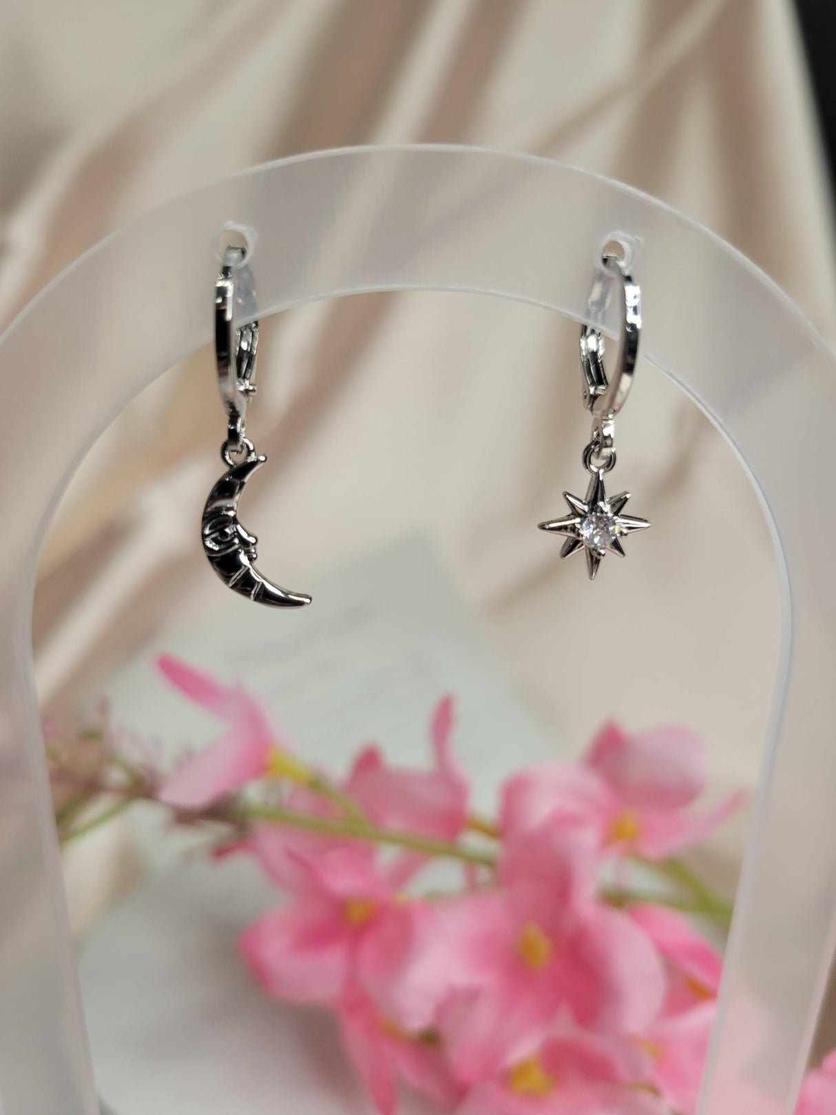Star and Moon Earrings - Handcrafted Mismatched Drop Earrings – Trendy Jewelry Gift