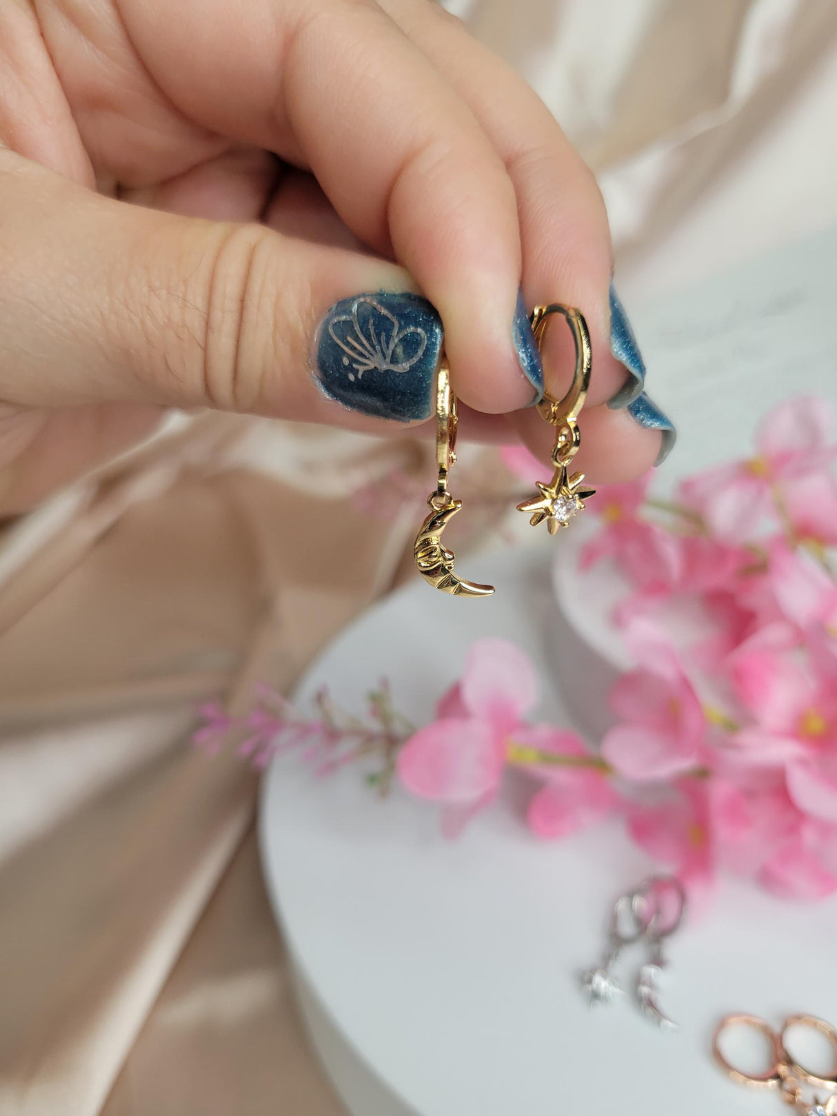 Star and Moon Earrings - Handcrafted Mismatched Drop Earrings – Trendy Jewelry Gift