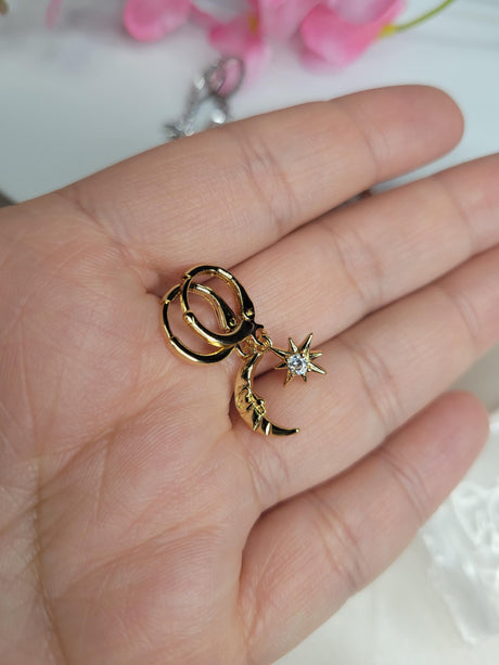 Star and Moon Earrings - Handcrafted Mismatched Drop Earrings – Trendy Jewelry Gift