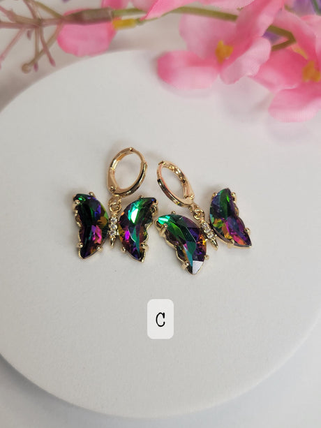 Butterfly Alloy Crystal Dangle Earrings - Unique Fashion Accessories for Women & Girls, Gift for Friends