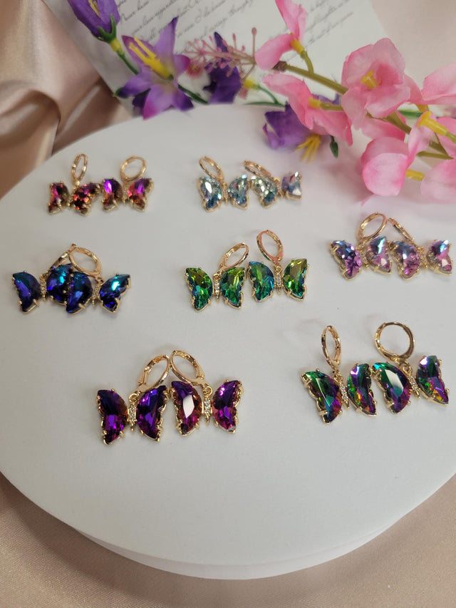 Butterfly Alloy Crystal Dangle Earrings - Unique Fashion Accessories for Women & Girls, Gift for Friends
