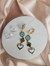 Lucky Heart Evil Eye Earrings – 14k Gold Plated Stainless Steel, Spiritual Jewelry