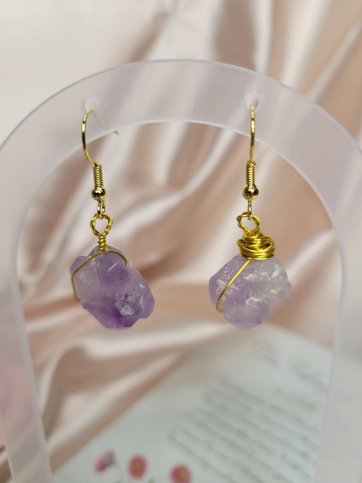 Amethyst Raw Earring, Handcrafted Crystal Earrings, Meditation Jewelry, Unique Gift for Women, Spiritual Accessory
