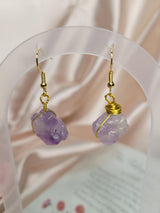 Amethyst Raw Earring, Handcrafted Crystal Earrings, Meditation Jewelry, Unique Gift for Women, Spiritual Accessory