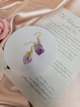 Amethyst Raw Earring, Handcrafted Crystal Earrings, Meditation Jewelry, Unique Gift for Women, Spiritual Accessory