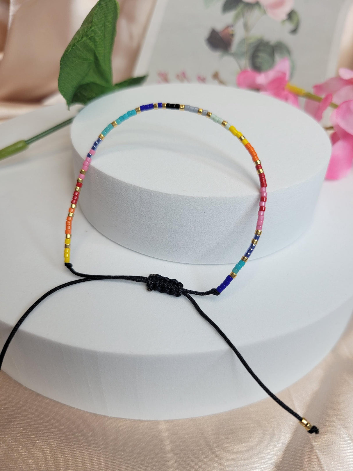 Colorful Seed Bead Adjustable Bracelet – Rainbow Boho Jewelry for All Ages, Summer Accessory
