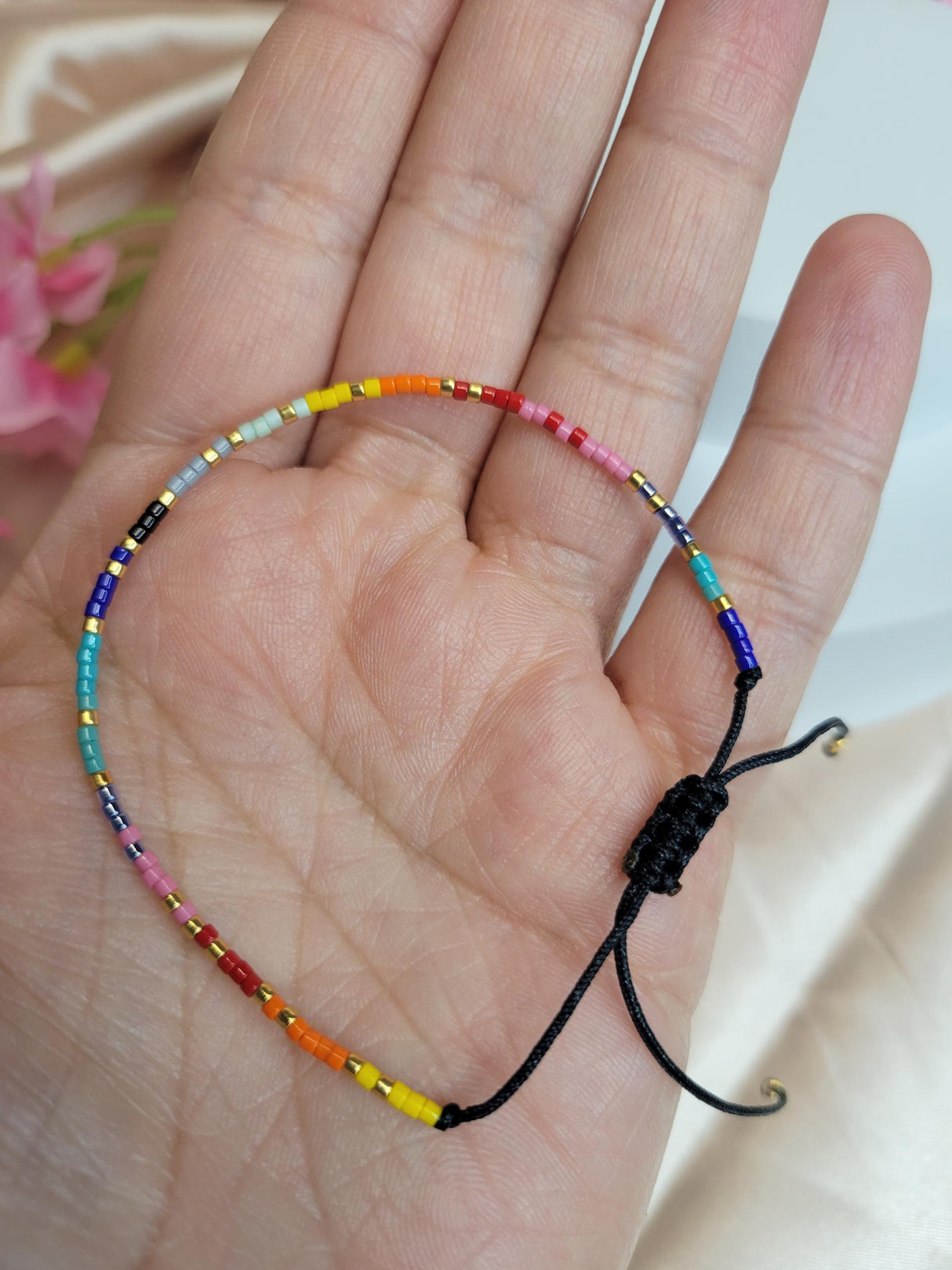 Colorful Seed Bead Adjustable Bracelet – Rainbow Boho Jewelry for All Ages, Summer Accessory