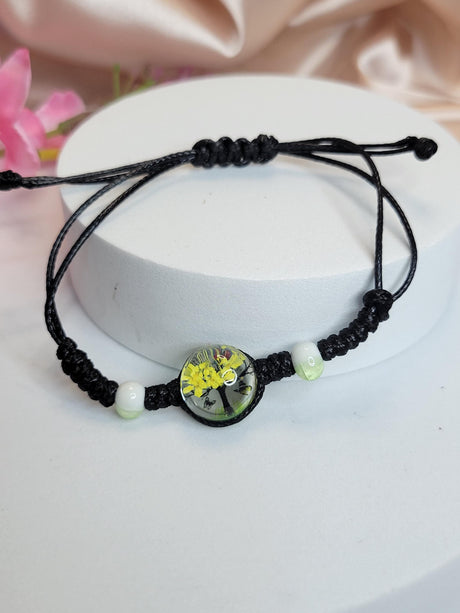 Enchanted Tree of Life & Butterflies Cord Bracelet-Nature Inspired Jewelry-Nature Growth Jewelry
