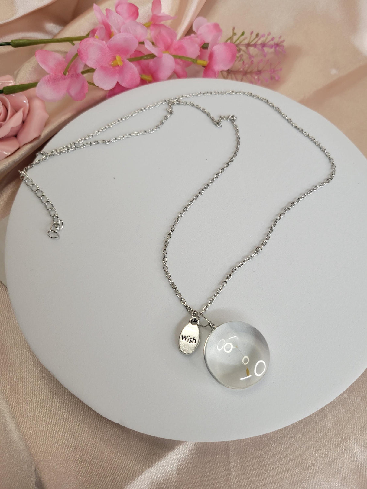 Wishing Necklace with Dandelion, Lucky Charm Jewelry for Positivity, Gift for Friends