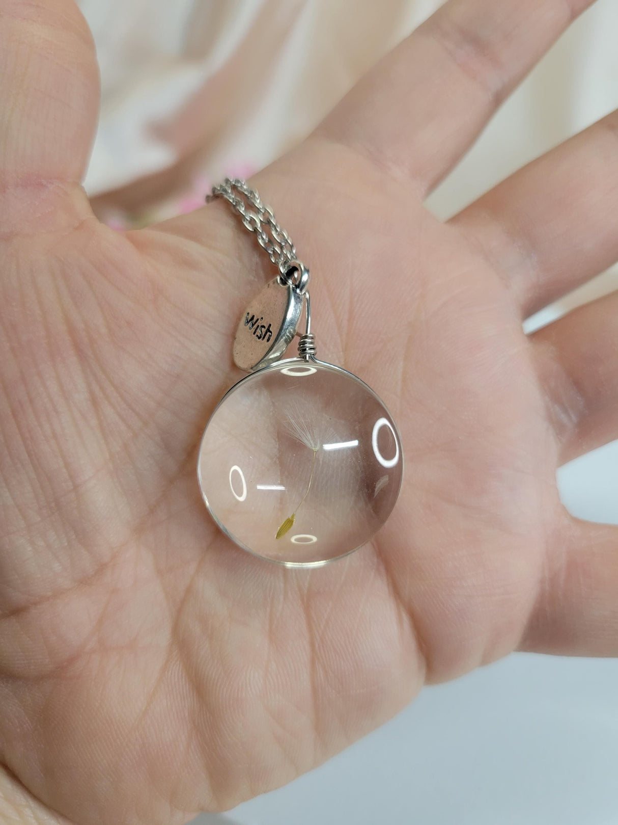 Wishing Necklace with Dandelion, Lucky Charm Jewelry for Positivity, Gift for Friends
