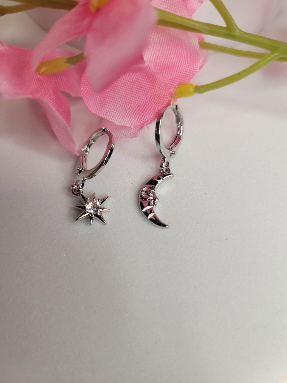 Star and Moon Earrings - Handcrafted Mismatched Drop Earrings – Trendy Jewelry Gift