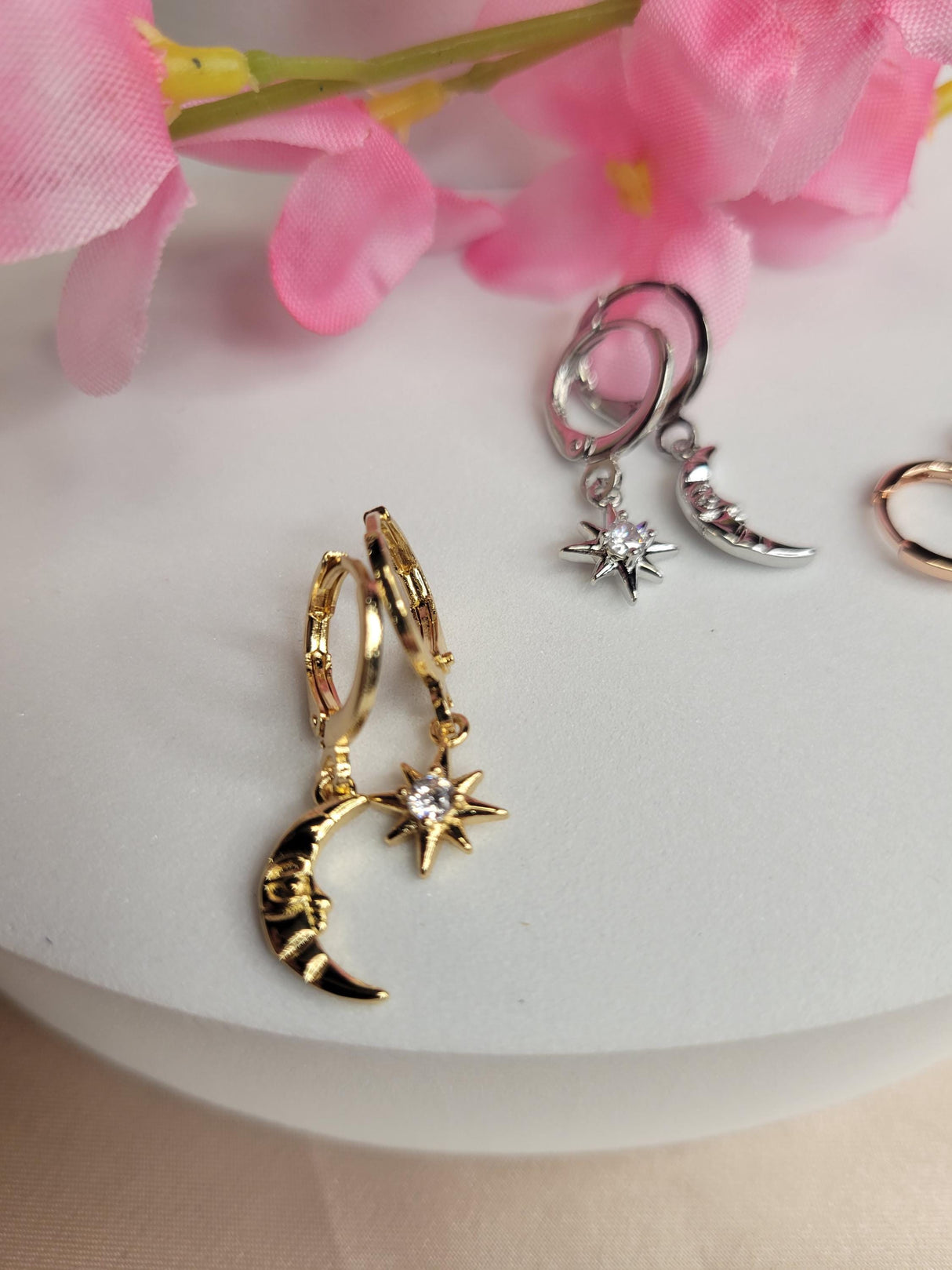 Star and Moon Earrings - Handcrafted Mismatched Drop Earrings – Trendy Jewelry Gift